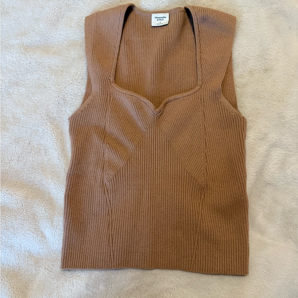 Abercrombie + Fitch Tan Ribbed Knit Tank Top